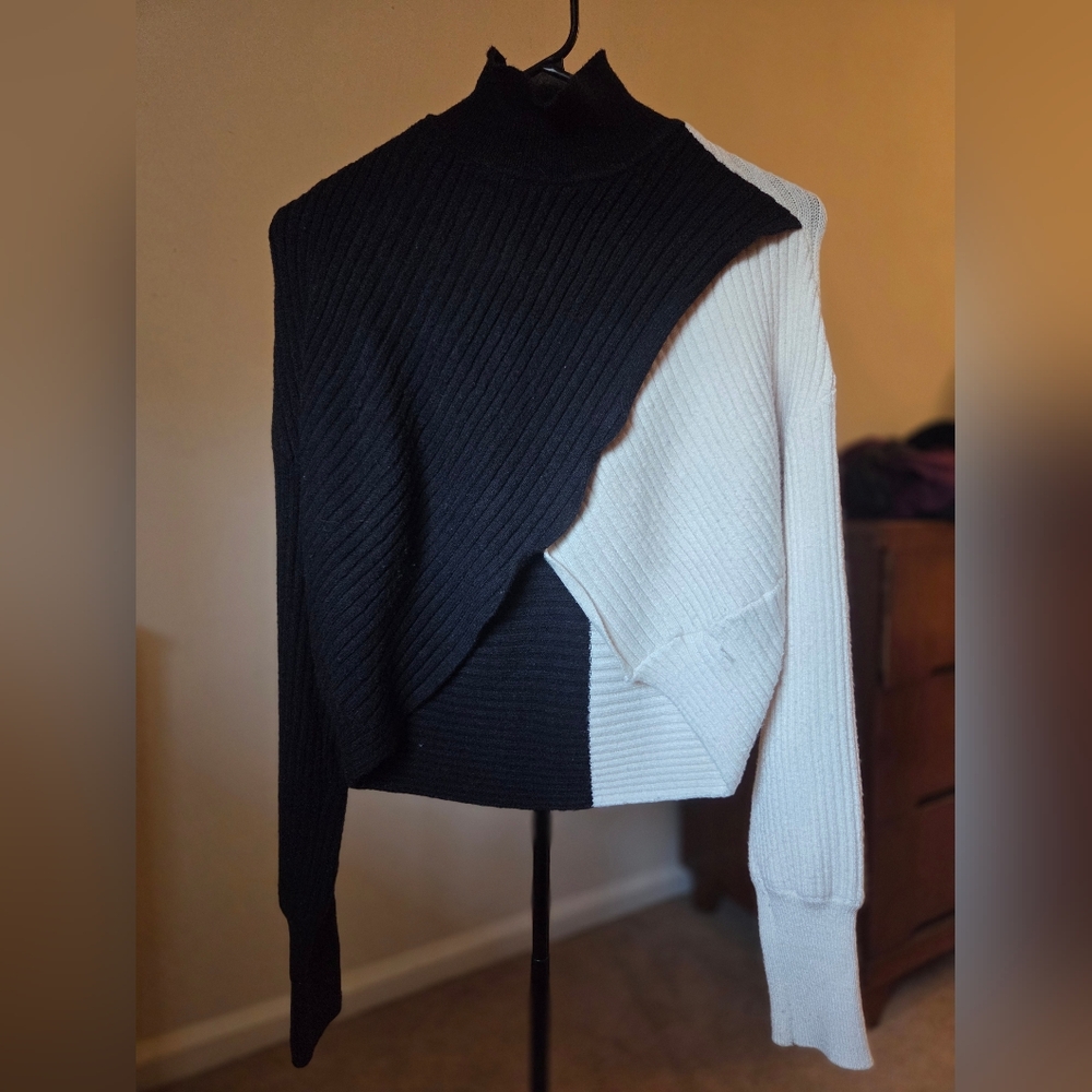 Black and White Turtleneck Sweater
